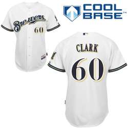 #60 Matt Clark White MLB Jersey-Milwaukee Brewers Stitched Cool Base Baseball Jersey