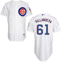 #61 Christian Villanueva White Pinstripe MLB Jersey-Chicago Cubs Stitched Player Baseball Jersey