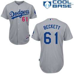 #61 Josh Beckett Gray MLB Jersey-Los Angeles Dodgers Stitched Cool Base Baseball Jersey