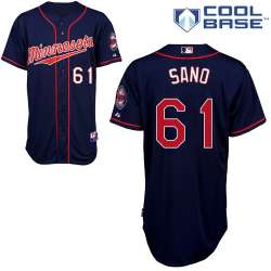 #61 Miguel Sano Dark Blue MLB Jersey-Minnesota Twins Stitched Cool Base Baseball Jersey