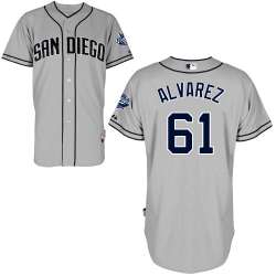 #61 R.J. Alvarez Gray MLB Jersey-San Diego Padres Stitched Cool Base Baseball Jersey