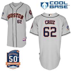 #62 Luis Cruz Gray MLB Jersey-Houston Astros Stitched Cool Base Baseball Jersey
