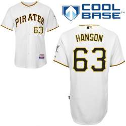 #63 Alen Hanson White MLB Jersey-Pittsburgh Pirates Stitched Cool Base Baseball Jersey