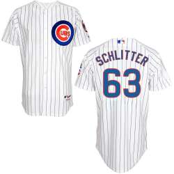 #63 Brian Schlitter White Pinstripe MLB Jersey-Chicago Cubs Stitched Player Baseball Jersey