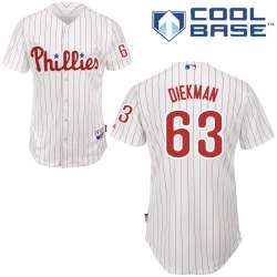 #63 Jake Diekman White Pinstripe MLB Jersey-Philadelphia Phillies Stitched Cool Base Baseball Jersey