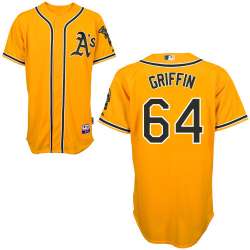 #64 AJ Griffin Yellow MLB Jersey-Oakland Athletics Stitched Cool Base Baseball Jersey