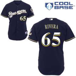 #65 Yadiel Rivera Dark Blue MLB Jersey-Milwaukee Brewers Stitched Cool Base Baseball Jersey