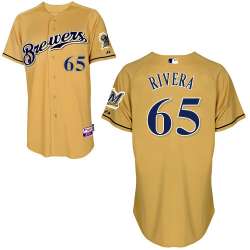 #65 Yadiel Rivera Gold MLB Jersey-Milwaukee Brewers Stitched Cool Base Baseball Jersey