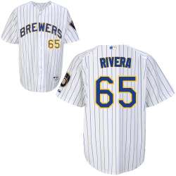 #65 Yadiel Rivera White Pinstripe MLB Jersey-Milwaukee Brewers Stitched Player Baseball Jersey