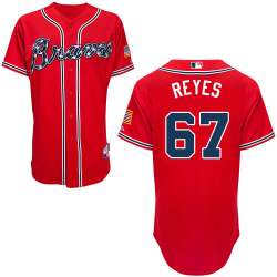 #67 Elmer Reyes Red MLB Jersey-Atlanta Braves Stitched Cool Base Baseball Jersey