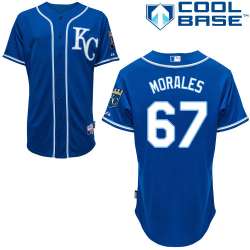 #67 Franklin Morales Blue MLB Jersey-Kansas City Royals Stitched Cool Base Baseball Jersey
