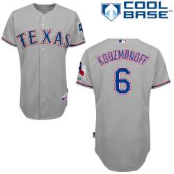 #6 Kevin Kouzmanoff Gray MLB Jersey-Texas Rangers Stitched Cool Base Baseball Jersey
