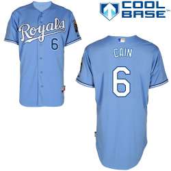 #6 Lorenzo Cain Light Blue MLB Jersey-Kansas City Royals Stitched Cool Base Baseball Jersey