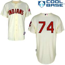 #74 Charles Brewer Cream MLB Jersey-Cleveland Indians Stitched Cool Base Baseball Jersey