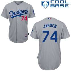 #74 Kenley Jansen Gray MLB Jersey-Los Angeles Dodgers Stitched Cool Base Baseball Jersey