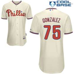 #75 Miguel Alfredo Gonzalez Cream MLB Jersey-Philadelphia Phillies Stitched Cool Base Baseball Jersey