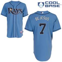 #7 David Dejesus Light Blue MLB Jersey-Tampa Bay Rays Stitched Cool Base Baseball Jersey