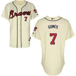 #7 Jonny Gomes Cream MLB Jersey-Atlanta Braves Stitched Cool Base Baseball Jersey