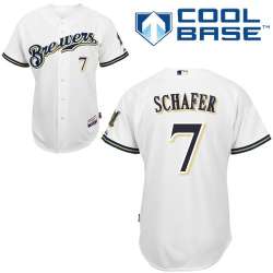 #7 Logan Schafer White MLB Jersey-Milwaukee Brewers Stitched Cool Base Baseball Jersey