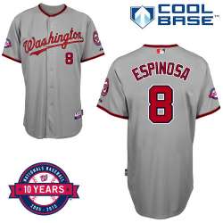 #8 Danny Espinosa Gray MLB Jersey-Washington Nationals Stitched Cool Base Baseball Jersey