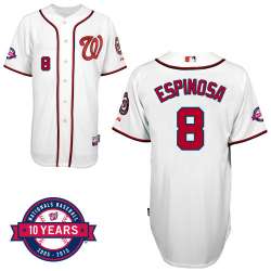 #8 Danny Espinosa White MLB Jersey-Washington Nationals Stitched Cool Base Baseball Jersey
