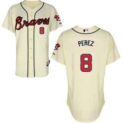 #8 Eury Perez Cream MLB Jersey-Atlanta Braves Stitched Cool Base Baseball Jersey