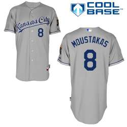 #8 Mike Moustakas Gray MLB Jersey-Kansas City Royals Stitched Cool Base Baseball Jersey