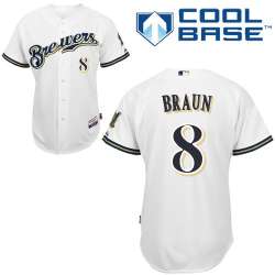 #8 Ryan Braun White MLB Jersey-Milwaukee Brewers Stitched Cool Base Baseball Jersey