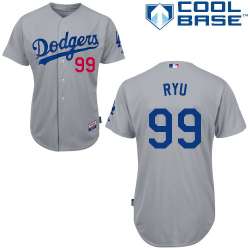 #99 Hyun-Jin Ryu Gray MLB Jersey-Los Angeles Dodgers Stitched Cool Base Baseball Jersey
